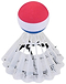 The Sure Shot Giant Badminton Shuttlecock by Sure Shot, with its red and white striped top and white plastic skirt, rests on its side against a plain background. It's an excellent tool for enhancing hand-eye coordination.