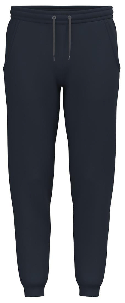 The HEAD Club Original Mens Badminton Pants in navy are made from soft French terry, featuring an elastic waistband with drawstrings, rib cuffs, and side pockets. They are displayed against a plain white background.