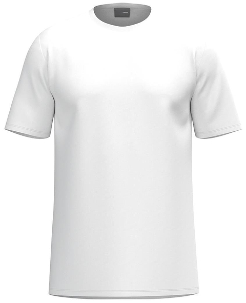 HEAD Simple Men's Badminton T-Shirt - White by HEAD, featuring a classic crew neck, short sleeves, and plain polyester design with no graphics or logos. Displayed on a blank background.