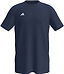 The ADIDAS Court Mens Badminton T-Shirt - Navy by adidas features short sleeves and a small white geometric logo on the left chest, shown on a white background.