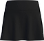 The ADIDAS Court Womens Badminton Skirt - Black features a wide waistband and moisture-wicking fabric, shown against a white background.