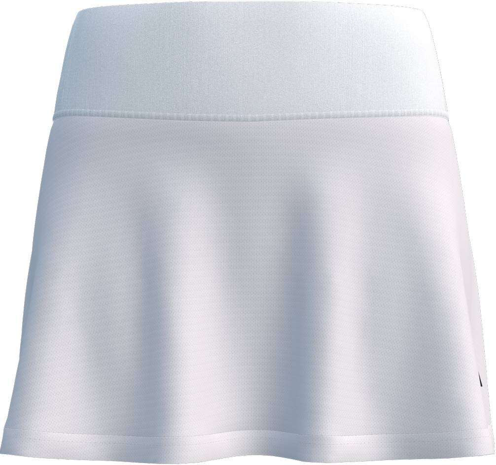 The ADIDAS Court Womens Badminton Skirt - White features a wide waistband and moisture-wicking fabric, shown against a white background.
