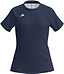 The ADIDAS Court Womens Badminton T-Shirt - Navy is a short-sleeved, navy tee with a small white adidas logo on the upper right chest, shown on a white background.