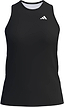 The ADIDAS Court Womens Badminton Tank Top - Black by adidas is a sleeveless sports tank with a crew neck, fitted design, and a small white adidas logo on the upper left chest.