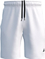 ADIDAS Court Woven Mens Badminton Shorts - White: Lightweight white shorts with black drawstring, small black adidas logo on left leg, elastic waistband, and side pockets.