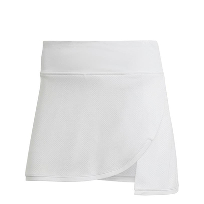 The adidas Women's Club Badminton Skirt in white boasts an overlapping wrap design and is crafted from lightweight AEROREADY fabric, ensuring you stay cool and comfortable on the court.