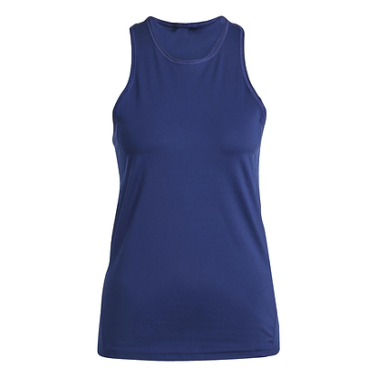 The adidas Women's Club Badminton Tank Top in navy, crafted from recycled materials, features Climacool technology for breathability during matches. Displayed on a plain white background, this stylish and sustainable sleeveless top is perfect for intense gameplay.