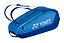 The Yonex 42526EX Team 6 Racket Badminton Bag in Blast Blue features two shoulder straps, a large zippered compartment, and a white Yonex logo on the side—ideal for tennis or versatile use as one of your badminton bags.