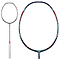 Introducing the Li-Ning Aeronaut 9000 Combat 4U Badminton Racket in Twilight Navy—a remarkable piece from Li-Ning. This racket blends a dynamic blue and red color scheme with an oval-shaped frame featuring intricate design patterns. Its sleek white grip leverages the Aeronaut Technology Platform for enhanced performance.