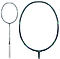 The Li-Ning BladeX 800 3U badminton racket, in a deep teal color, showcases a vibrant and iridescent design on its black frame. Featuring Swing Weight Technology to enhance performance, its white grip offers a striking contrast to the dark frame. The racket is displayed twice, with one image presented at a larger scale.