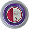 A purple nylon multifilament badminton string "Inspire 67 Zoom" from BadmintonHQ appears on a circular reel. The label highlights a red stripe, a badminton player graphic, and the slogan: "A power string that's built to last.