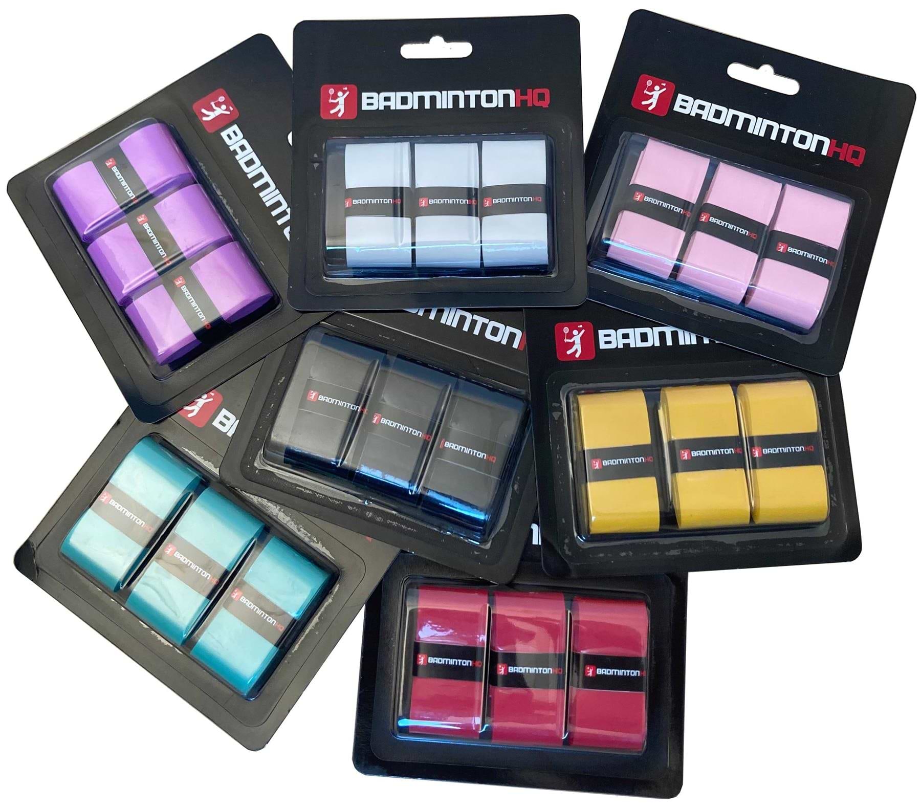 The BadmintonHQ 3 Pack Badminton Overgrips—Teal features three tacky, sweat-absorbing grips in vibrant teal for superior play, all from trusted brand BadmintonHQ.