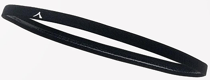 The Kanso Headband - 3 Pack - Black, a sleek accessory with a subtle logo, expertly tames your hair and minimizes distractions, showcased on a minimalist white background.