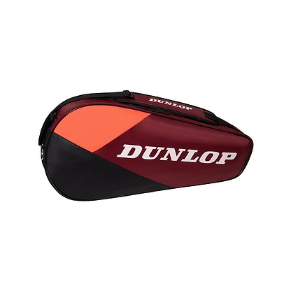 The Dunlop CX Club 3 Badminton Racket Bag, featuring a vibrant black and red design, is perfect for both badminton and tennis players. It's lightweight and equipped with padded backpack straps, ensuring comfortable transportation of your sports gear.