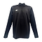 The Yonex YMDL2024 Unisex Badminton Midlayer in black features lightweight insulation, a quarter zipper at the neck, and a small white logo on the left chest. Displayed against a plain white background, this long-sleeve athletic top is perfect for badminton enthusiasts.
