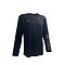 The Yonex YLSS2024 Unisex Badminton Long Sleeve T-Shirt in black showcases a stylish chest logo and bold "YONEX" on the right sleeve. Made with moisture-wicking fabric, it ensures comfort during intense matches.