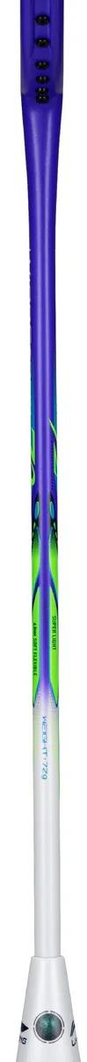 A close-up of a purple Li-Ning Windstorm 72 Power 6U badminton racket, featuring the Li-Ning brand name and highlighting its lightweight, sleek design.