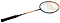 The Sure Shot The Racket Pack Wise Full Size Badminton Racket - Orange is designed for junior players with an orange and black frame. It has a grid string pattern featuring "S" and "D" logos, and the Racket Pack handle comes with a black grip for optimal play.