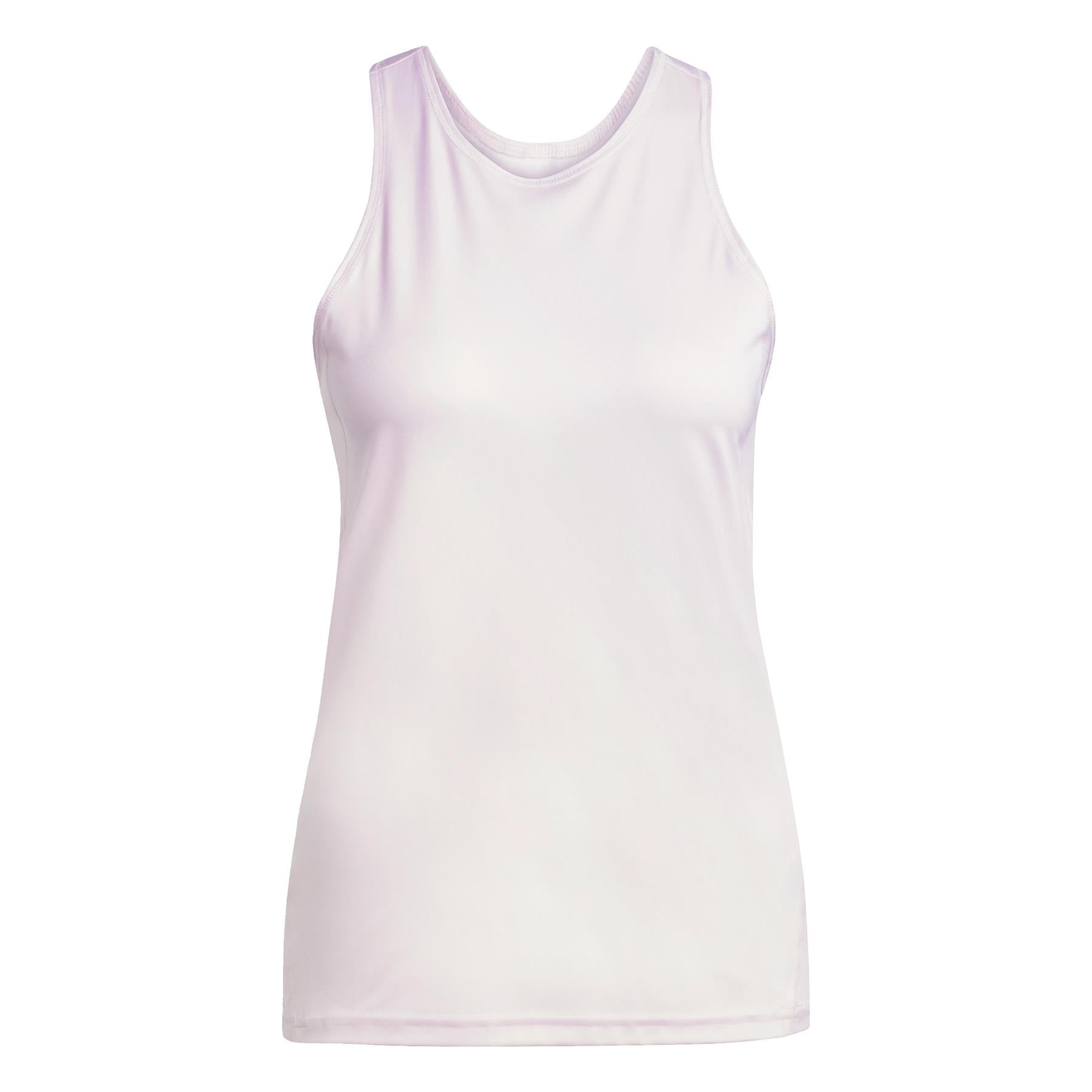 The ADIDAS Women's Club Badminton Tank Top in pink, crafted from recycled materials, is set against a crisp white background. It features CLIMACOOL technology with a plain sleeveless design, round neckline, and fitted shape.