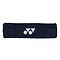The Yonex AC259 Headband in navy blue displays a white logo at its center and is crafted from a textured, sweat-absorbing fabric, ensuring both style and function.