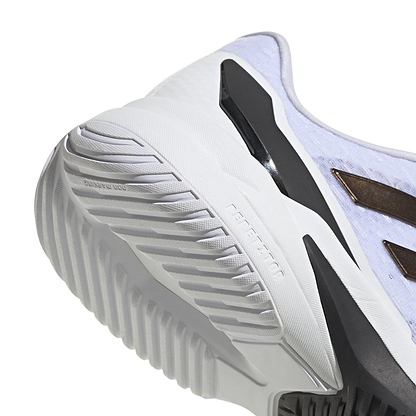 Close-up view of the sole and side of the adidas Crazyflight 6 Men's Indoor Badminton Shoes in white, highlighting textured grip and design details—perfect as high-performance shoes for indoor courts.