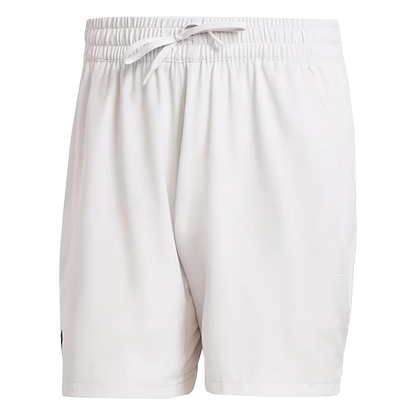 Grey athletic shorts with inner shorts, crafted from recycled materials and offering an elastic waistband with a drawstring. They feature a simple design without visible logos or patterns, similar to the adidas Melbourne Shorts style.