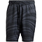 The ADIDAS Club Graphic Men's Badminton Shorts in black, featuring an abstract pattern and crafted from recycled materials, combine comfort and sustainability with an elastic waistband and AEROREADY technology for any activity.