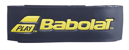 The Babolat Syntec Pro X1 Replacement Badminton Grip in black and yellow prominently displays the "Babolat" logo with "PLAY" in vibrant yellow. This grip harnesses the absorbent properties of Babolat Syntec Pro, making it an ideal replacement option that combines exceptional performance with stylish design.