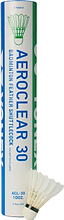 A tube of Yonex Aeroclear 30 Badminton Feather Shuttles (set of 12) stands upright, with one Yonex shuttlecock placed in front.