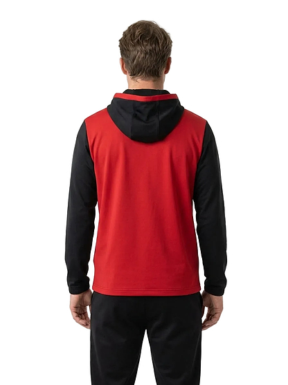 Half-zip performance hoodie — On Model - Upper Body Back | Generated by Modelize