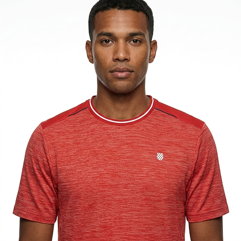 Badminton T-Shirt — On Model - Close-up Detail | Generated by Modelize