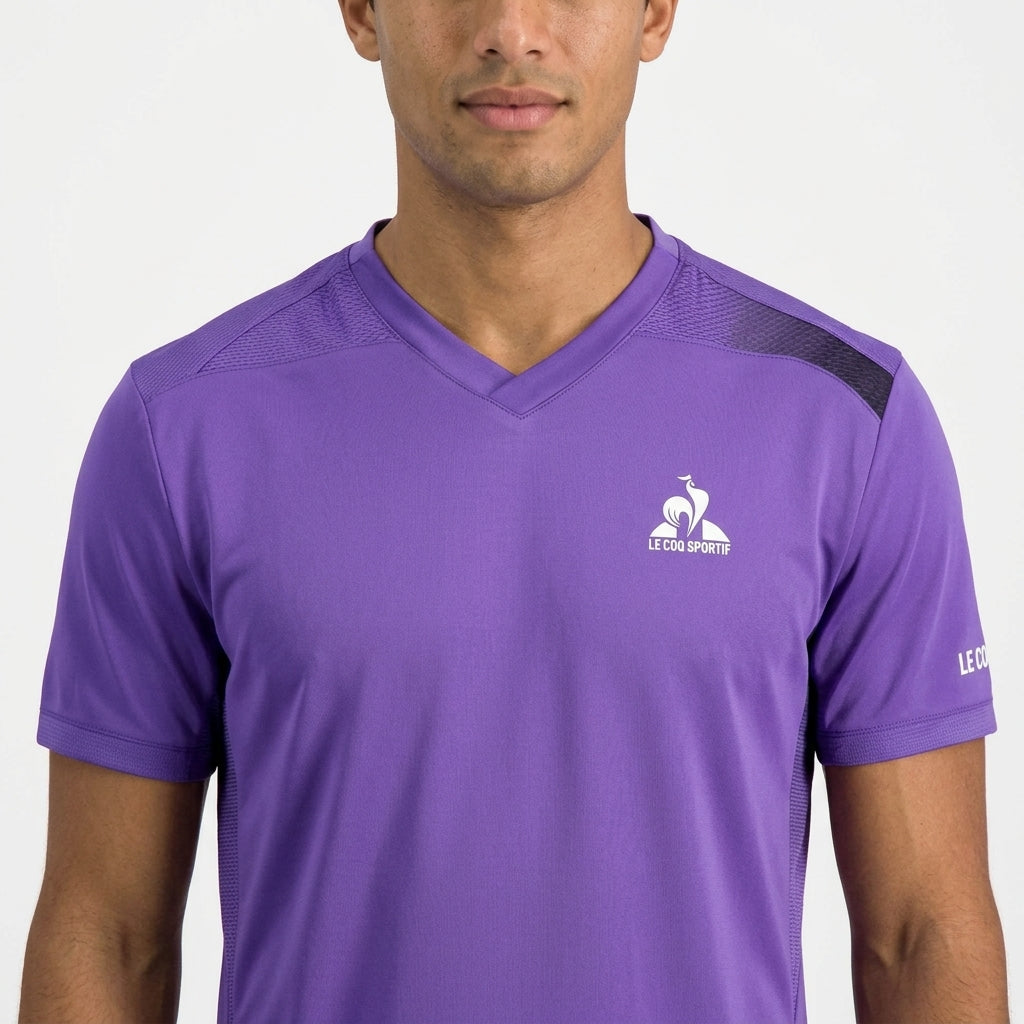 Performance Badminton T-Shirt — On Model - Close-up Detail | Generated by Modelize