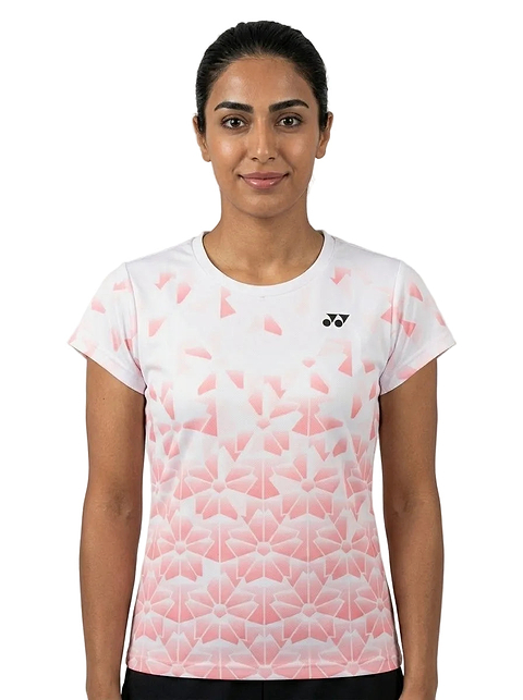 Yonex YTL2025B Womens Badminton T-Shirt - White — On Model - Upper Body | Generated by Modelize
