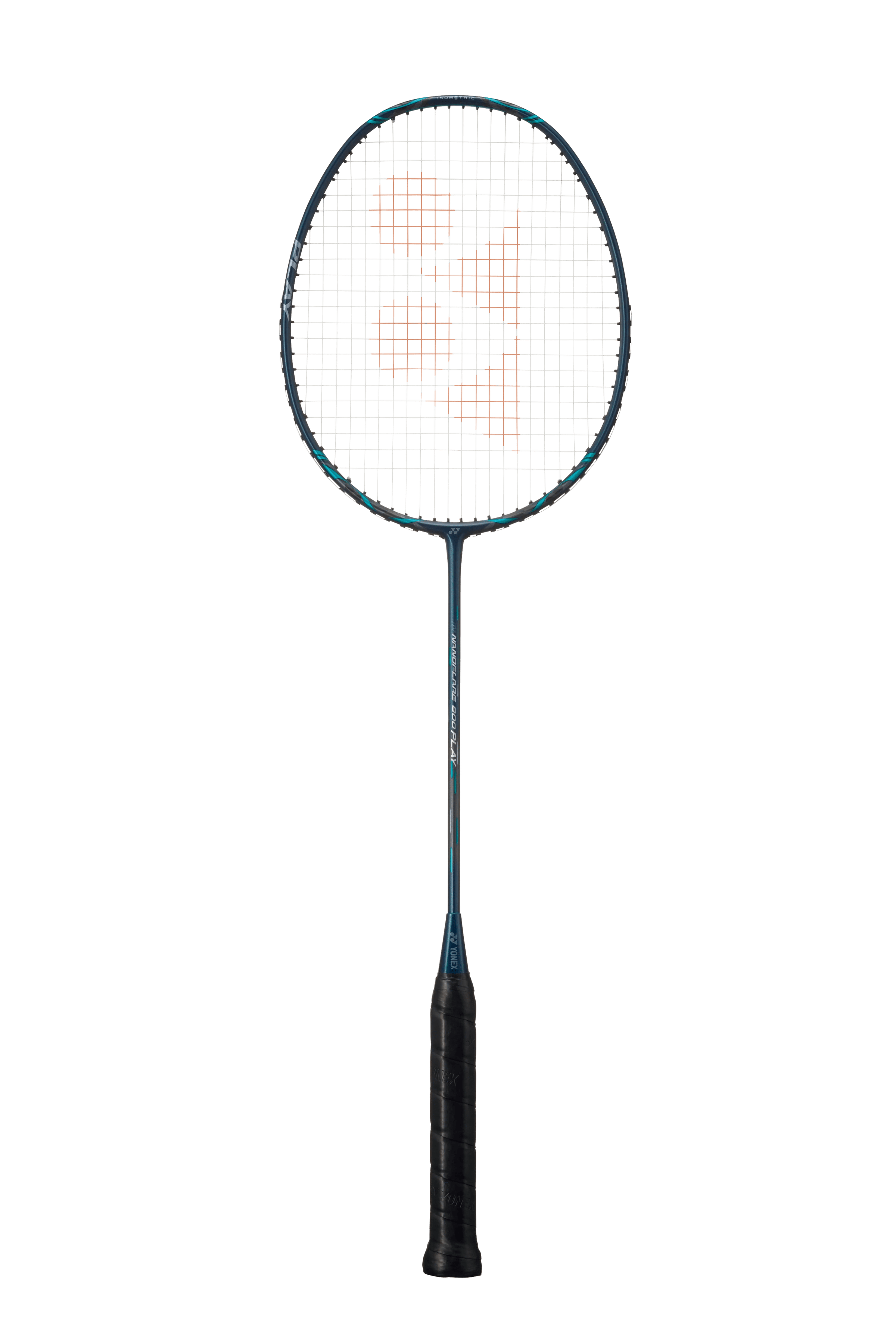 The Yonex Nanoflare 800 Play 4U Badminton Racket in deep green is an elegantly designed racket with a head-light balance, ideal for agile players. It features a grid pattern on the head and a comfortable grip handle, set against a plain white background.