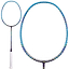 Presenting the Li-Ning 3D Calibar 001 Drive Badminton Racket from Li-Ning, a head-heavy racket in vibrant blue and purple with a white grip. Its sleek design includes green accents, enhancing rapid head speed for swift gameplay.