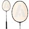 The Ashaway Phantom Helix badminton racket showcases a sophisticated black and gold frame, complemented by intricately designed strings. At its center, it features an eye-catching letter motif, while the handle ensures a firm grip with its textured design. Perfect for players who desire both high performance and style.