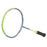 The Victor Drive X Light Fighter 60 Badminton Racket by Victor features a blue and yellow frame with black accents, a silver shaft, black grip, and head heavy balance, displayed against a white background.