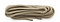 The Shoestring Cord 5mm Badminton Shoe Laces in Taupe, measuring 140cm, are coiled neatly against a white background. These braided laces have capped ends, making them an ideal enhancement for your badminton shoes.