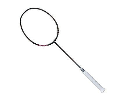 The Li-Ning AxForce 80 5U Badminton Racket in black, featuring white strings and a white handle, is displayed against a plain white background and showcases advanced Li-Ning technology for enhanced performance.