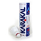 A tube labeled with the brand "Karakal" contains six white fast nylon shuttlecocks named Karakal National, featuring red tips. Designed for training and casual play, one of these shuttlecocks is displayed at the front, slightly tilted to the right. The packaging highlights features such as "high performance," an "evolutional design," and a natural cork base for enhanced feel.