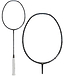Two Li-Ning Windstorm 79H badminton rackets with black frames and white grips are displayed, one fully visible while the other is partially obscured. The ultralight construction of these rackets, featuring oval heads and slim frames, stands out against the white background.