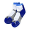A pair of technical ankle badminton socks in white and navy designed for men, available in sizes UK7-UK13. Crafted from Cool Tec material, they feature cushioning zones for shock absorption with the "Karakal" branding visible on the cuff.