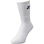 A single Yonex 19120YX 3D ERGO Crew White Badminton Sock, featuring an ergonomic design with superior cushioning, includes a blue logo near the top.