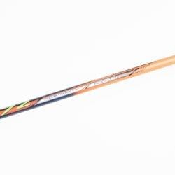 A detailed view of the Li-Ning Windstorm 72 6U Badminton Racket in orange, showcasing its long, slender build and ultra-lightweight design with orange, black, and white accents against a white background. Its head-heavy balance reflects the advanced engineering reminiscent of this model.