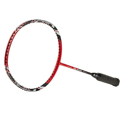 Introducing the Victor AL-6500 I badminton racket by Victor, a head-heavy marvel designed for attack. This stylish racket comes in striking black and red with a sleek design, featuring a black grip handle and an eye-catching frame that alternates between black and white patterns on the head. It's ideal for players looking to dominate the court.