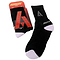 A pair of Ashaway Badminton Socks in black and white, designed for optimal performance in racket sports. One sock is shown laid out on a white background, with the other partially visible in its packaging. The socks feature a ribbed cuff and contrasting white toe area with a prominent Ashaway logo.