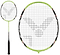 The image showcases the Victor G-7000 Badminton Racket in black and green, featuring a sleek handle and modern design. It is strung with Ashaway Rally 21 Fire strings and displayed from two angles for a comprehensive view: full length and close-up of the head.