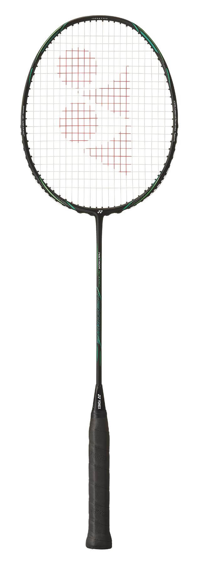 The Yonex Astrox Nextage 4U Badminton Racket from Yonex features a sleek black frame with vibrant green accents on the shaft. It offers a striking contrast while ensuring a comfortable black grip, making it ideal for club-level players who value both style and performance.
