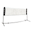 The Yonex AC334EX Portable Badminton Net is a recreational-level net designed with a white mesh and black supports, featuring "BADMINTON" and "YONEX" printed on the side panels. It includes a compact carry case for convenient transport, all beautifully displayed against a clean white background.