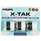 The packaging for the Karakal X-Tak Overwrap Badminton Grip - White features three rolls with a modern blue and white design. The label highlights "Tacky Ultra Thin 0.6mm - SRF Surface," alongside logos claiming "World's No. 1 PU Grip" and "Hand Made." Experience superior control with its non-slip grip technology, crafted by Karakal.